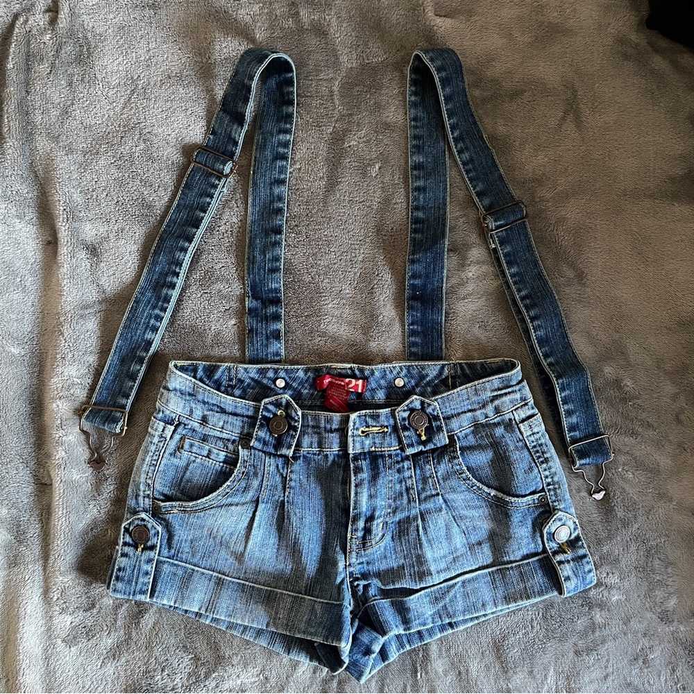 Denim Shorts with Suspenders